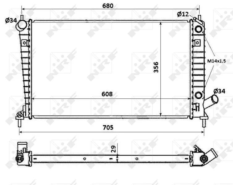 Radiator, engine cooling NRF 58349