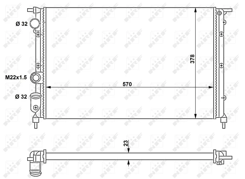 Radiator, engine cooling NRF 58852
