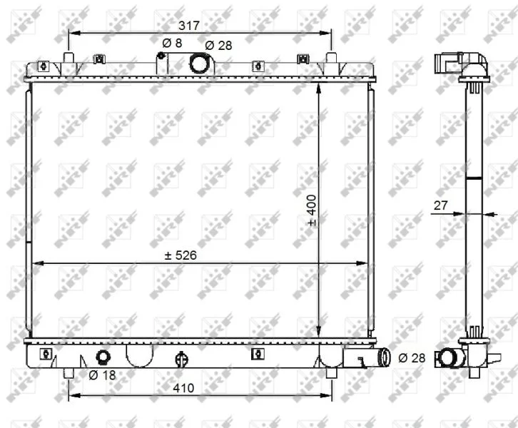 Radiator, engine cooling NRF 59209