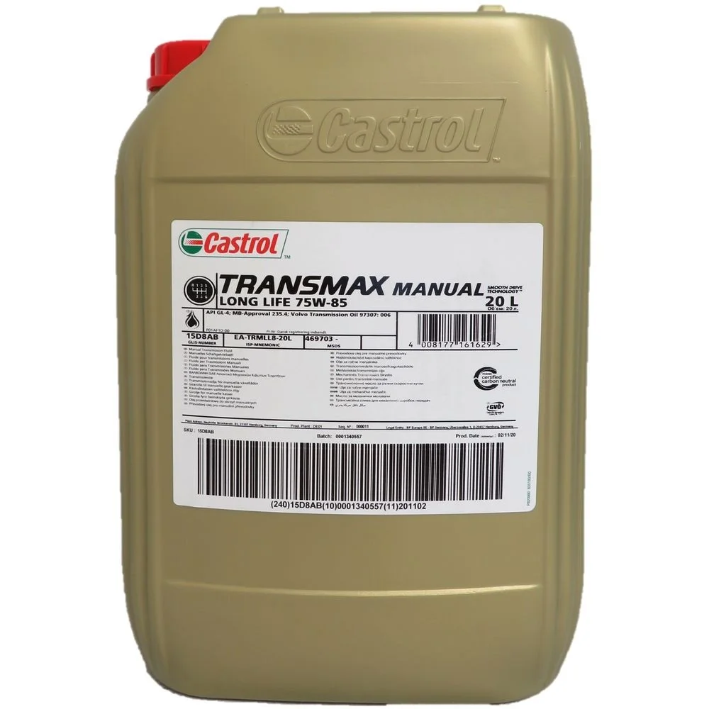75W85 TRANSMAX MANUAL LL 20L CASTROL 75W85 TRANSMAX MANUAL LL 20L