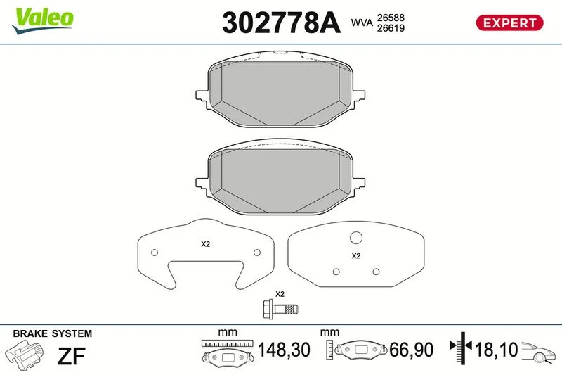 Brake Pad Set, disc brake VALEO 302778A