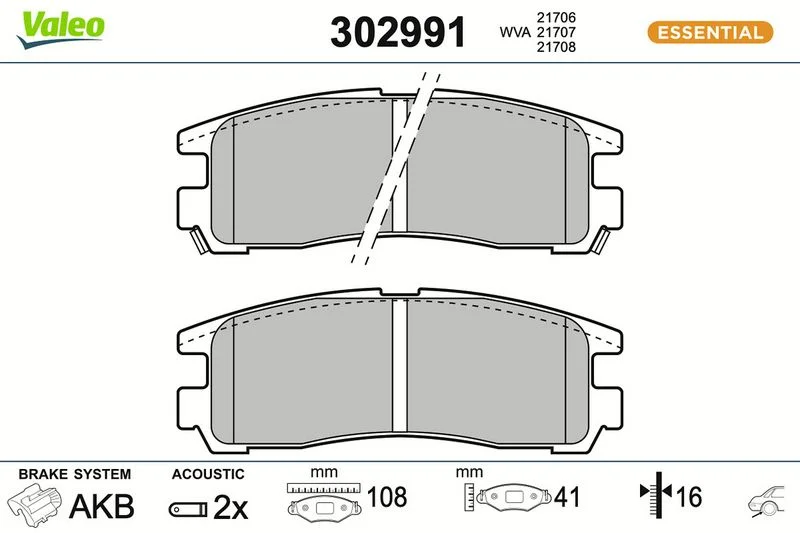 Brake Pad Set, disc brake VALEO 302991