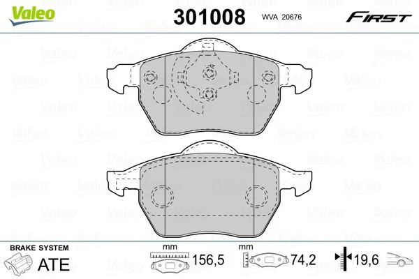 Sada brzdových platničiek, kotúčová brzda VALEO 301008