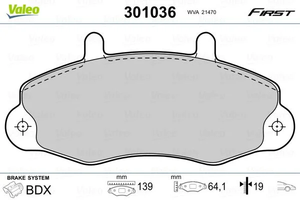 Sada brzdových platničiek, kotúčová brzda VALEO 301036