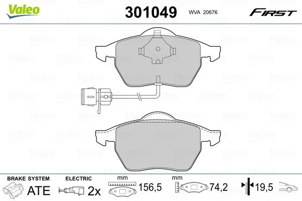 Brake Pad Set, disc brake VALEO 301049
