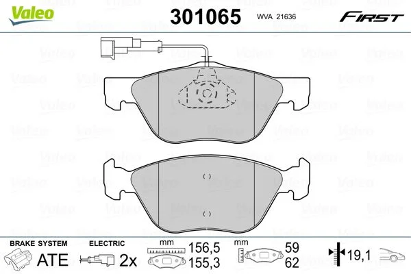 Sada brzdových platničiek, kotúčová brzda VALEO 301065