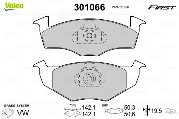 Sada brzdových platničiek, kotúčová brzda VALEO 301066