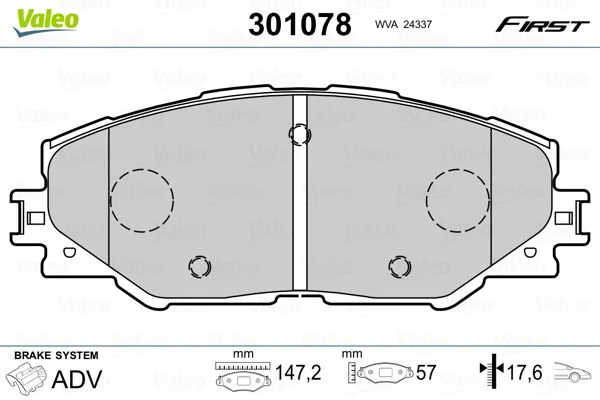 Sada brzdových platničiek, kotúčová brzda VALEO 301078