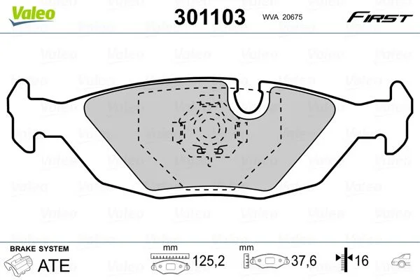Brake Pad Set, disc brake VALEO 301103