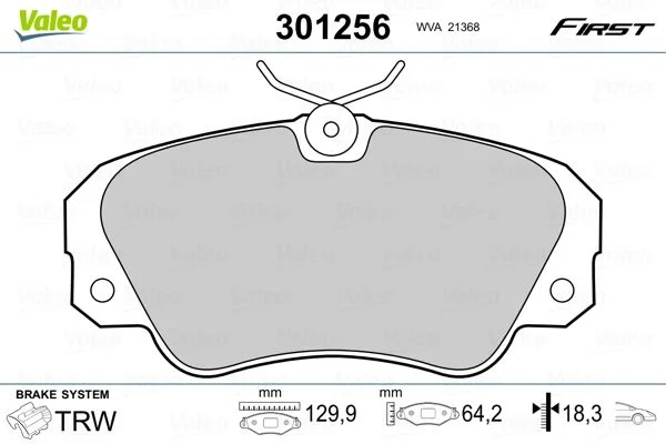 Sada brzdových platničiek, kotúčová brzda VALEO 301256