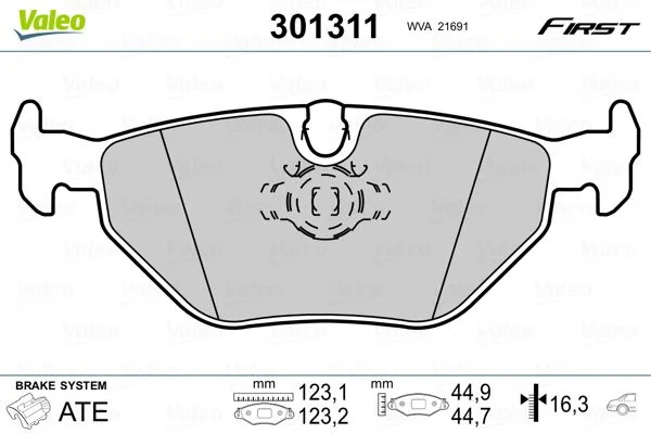 Sada brzdových platničiek, kotúčová brzda VALEO 301311