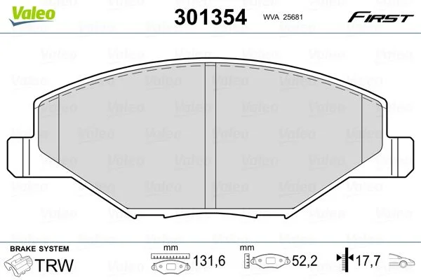 Sada brzdových platničiek, kotúčová brzda VALEO 301354