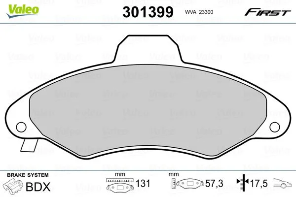Brake Pad Set, disc brake VALEO 301399