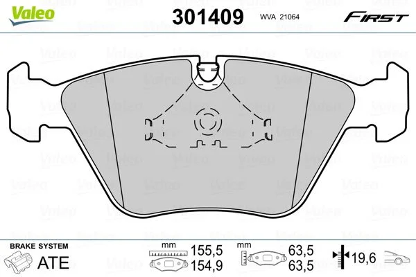 Sada brzdových platničiek, kotúčová brzda VALEO 301409