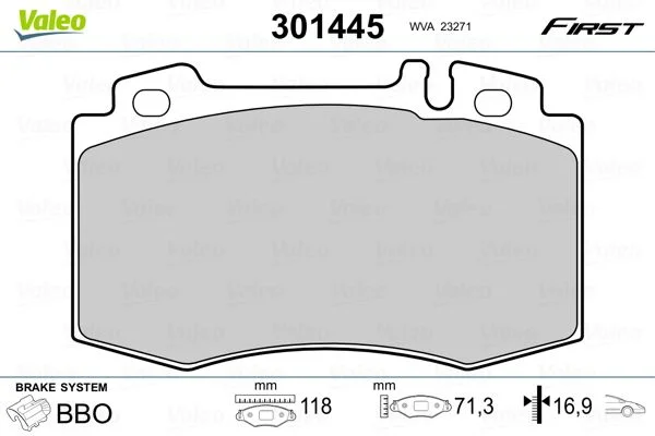 Sada brzdových platničiek, kotúčová brzda VALEO 301445