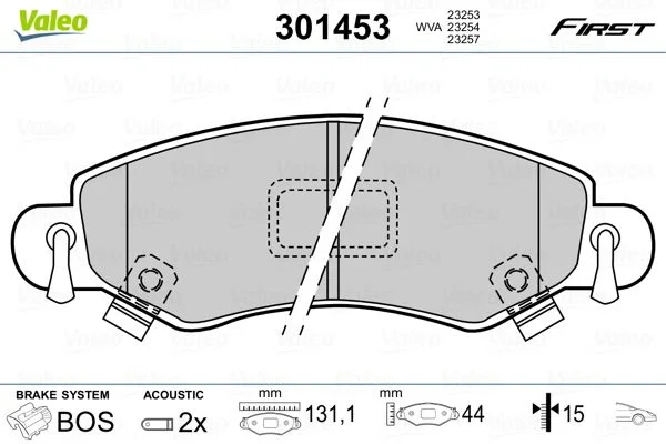 Sada brzdových platničiek, kotúčová brzda VALEO 301453
