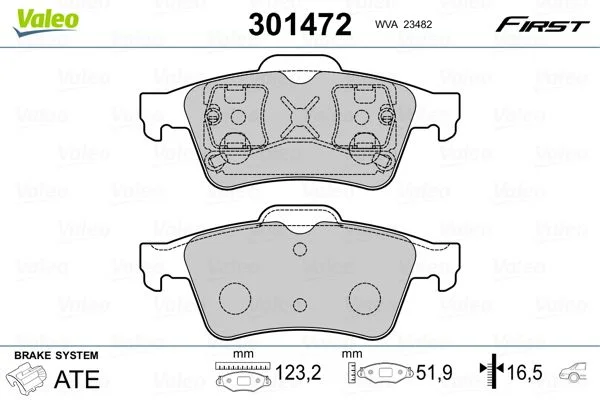 Sada brzdových platničiek, kotúčová brzda VALEO 301472