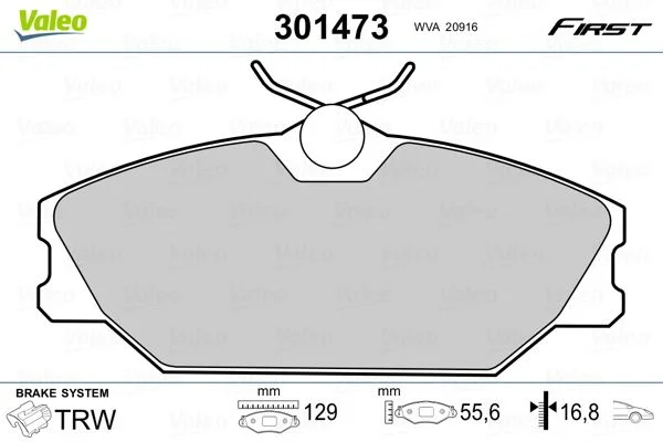Brake Pad Set, disc brake VALEO 301473