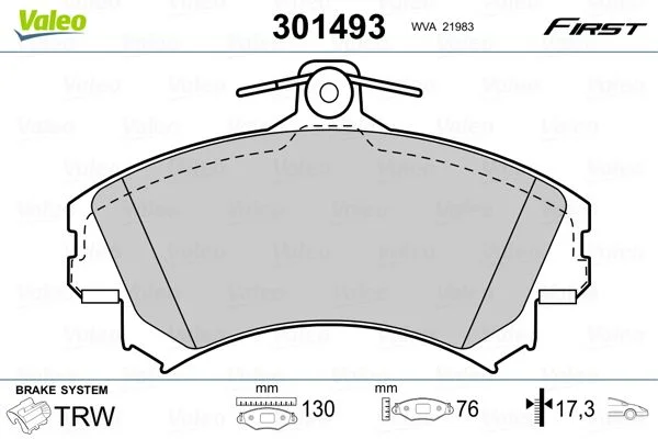 Sada brzdových platničiek, kotúčová brzda VALEO 301493