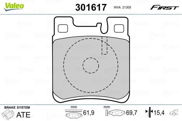 Sada brzdových platničiek, kotúčová brzda VALEO 301617