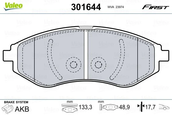 Brake Pad Set, disc brake VALEO 301644