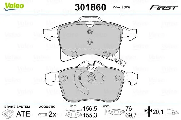 Brake Pad Set, disc brake VALEO 301860