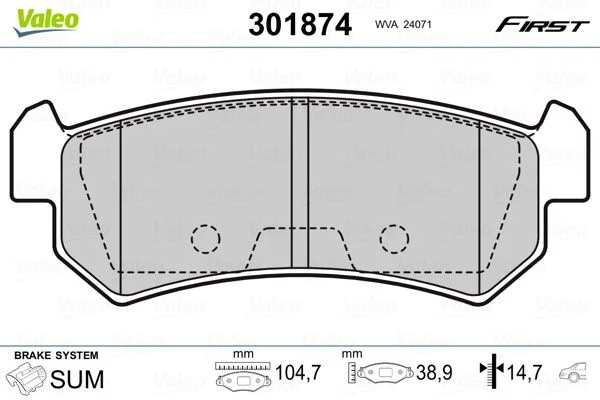 Sada brzdových platničiek, kotúčová brzda VALEO 301874