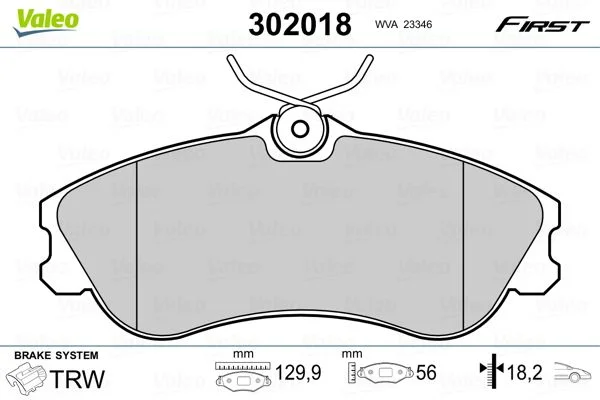 Brake Pad Set, disc brake VALEO 302018