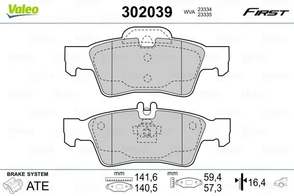 Brake Pad Set, disc brake VALEO 302039