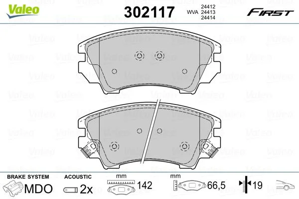 Brake Pad Set, disc brake VALEO 302117