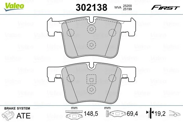 Brake Pad Set, disc brake VALEO 302138