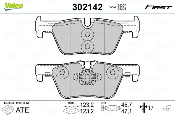 Stabdžių trinkelių rinkinys, diskinis stabdys VALEO 302142
