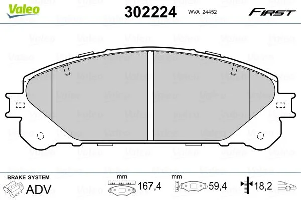 Brake Pad Set, disc brake VALEO 302224