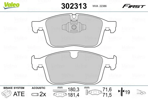Brake Pad Set, disc brake VALEO 302313