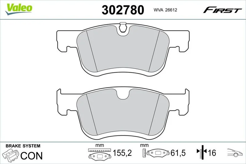 Brake Pad Set, disc brake VALEO 302780
