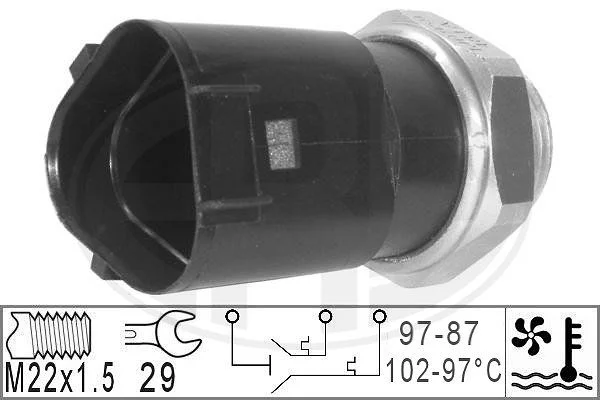 Temperatūros jungiklis, radiatoriaus ventiliatorius ERA 330230