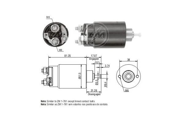 Elektromagnetický spínač, štartér ERA ZM761