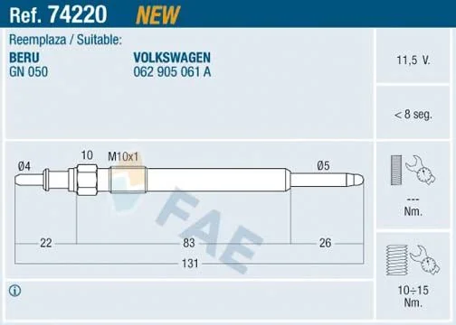 Kaitinimo žvakė FAE 74220