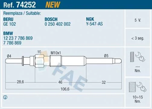 Glow Plug FAE 74252