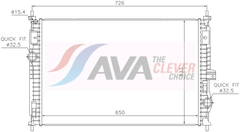 Radiator, engine cooling AVA PE2438