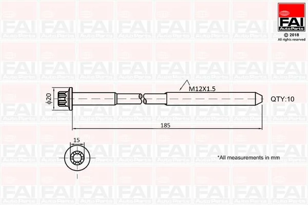 Varžtų kompl., cil. galvutės varžtai FAI AutoParts B2129