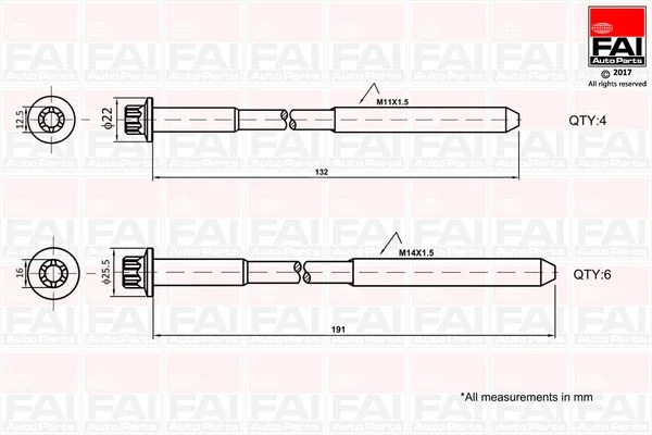 Sada skrutiek hlavy valcov FAI AutoParts B1625