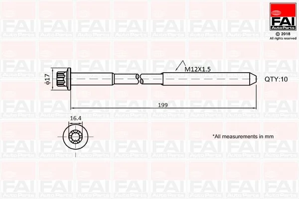 Cylinder Head Bolt Set FAI AutoParts B1756