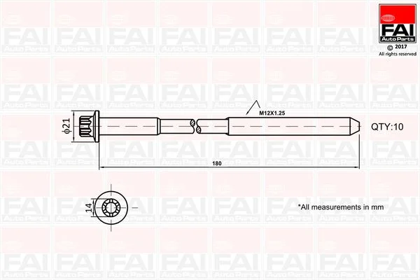 Cylinder Head Bolt Set FAI AutoParts B2111