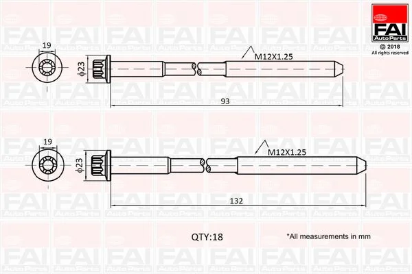 Cylinder Head Bolt Set FAI AutoParts B2201