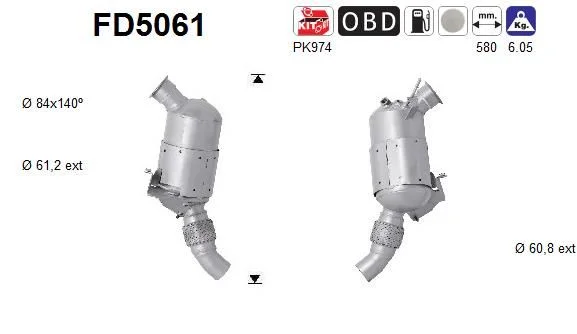 Suodžių / kietųjų dalelių filtras, išmetimo sistema AS FD5061