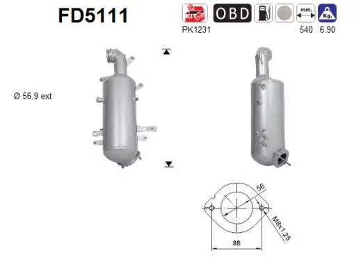 Suodžių / kietųjų dalelių filtras, išmetimo sistema AS FD5111