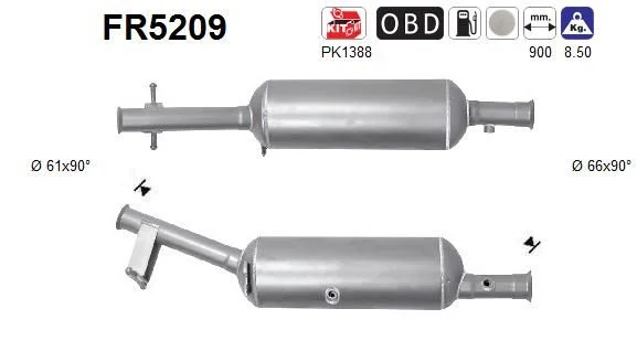Suodžių / kietųjų dalelių filtras, išmetimo sistema AS FR5209