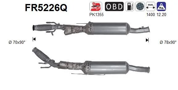 Suodžių / kietųjų dalelių filtras, išmetimo sistema AS FR5226Q