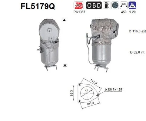 Soot/Particulate Filter, exhaust system AS FL5179Q